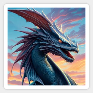 Ferocious Intricate Blue and Pink Dragon Sticker